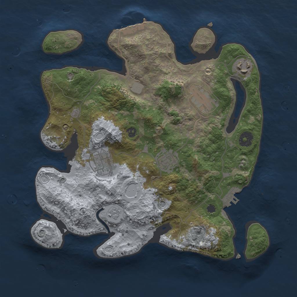 Rust Map: Procedural Map, Size: 3000, Seed: 92265, 11 Monuments