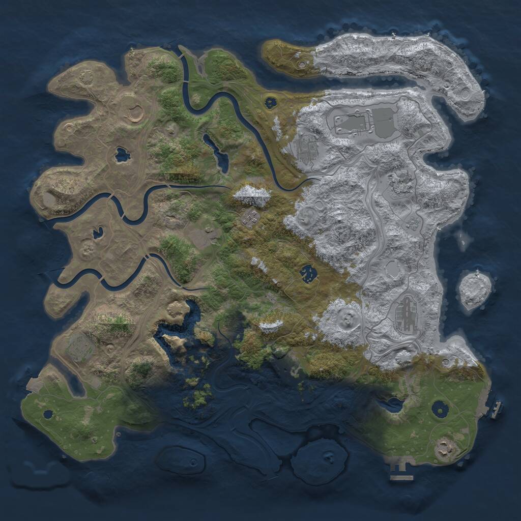 Rust Map: Procedural Map, Size: 4600, Seed: 456927972, 17 Monuments