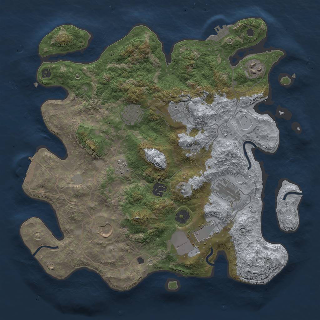 Rust Map: Procedural Map, Size: 3500, Seed: 12734878, 17 Monuments