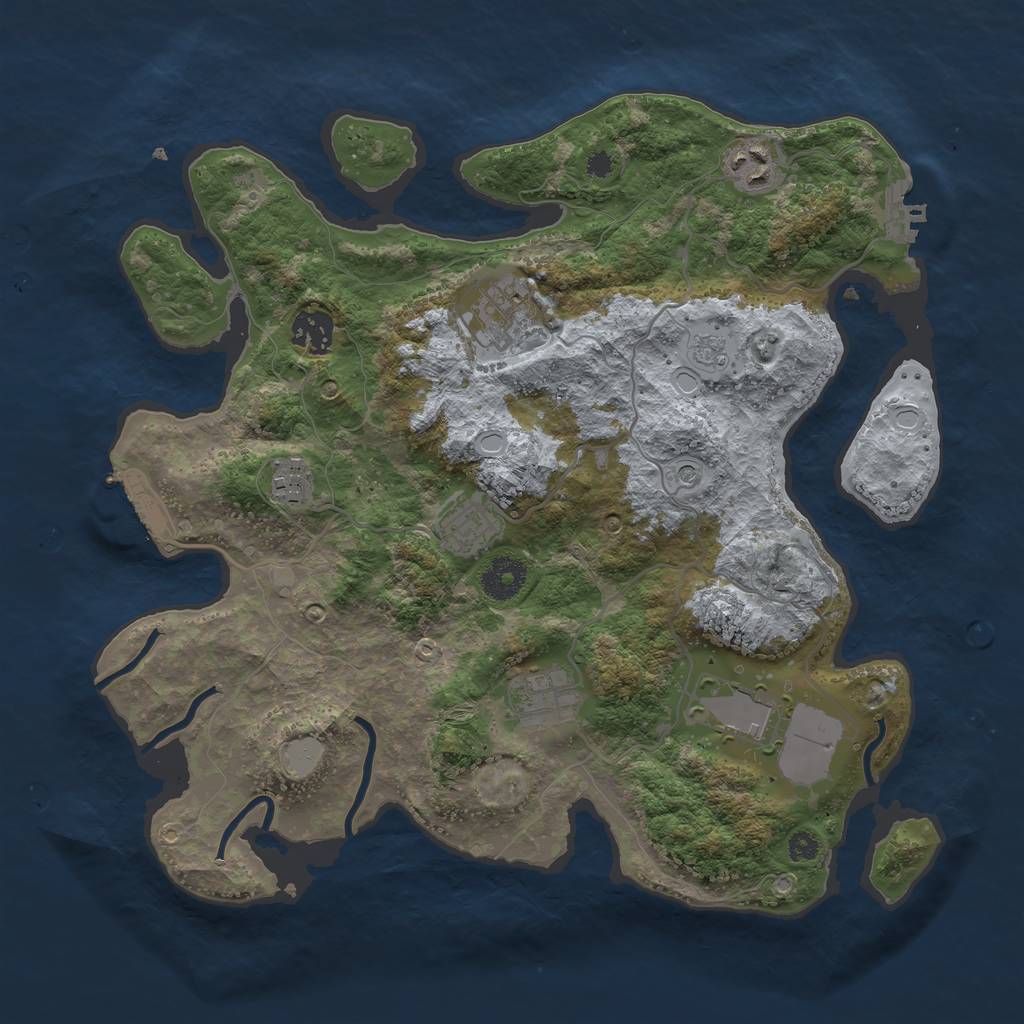 Rust Map: Procedural Map, Size: 3500, Seed: 32991, 16 Monuments