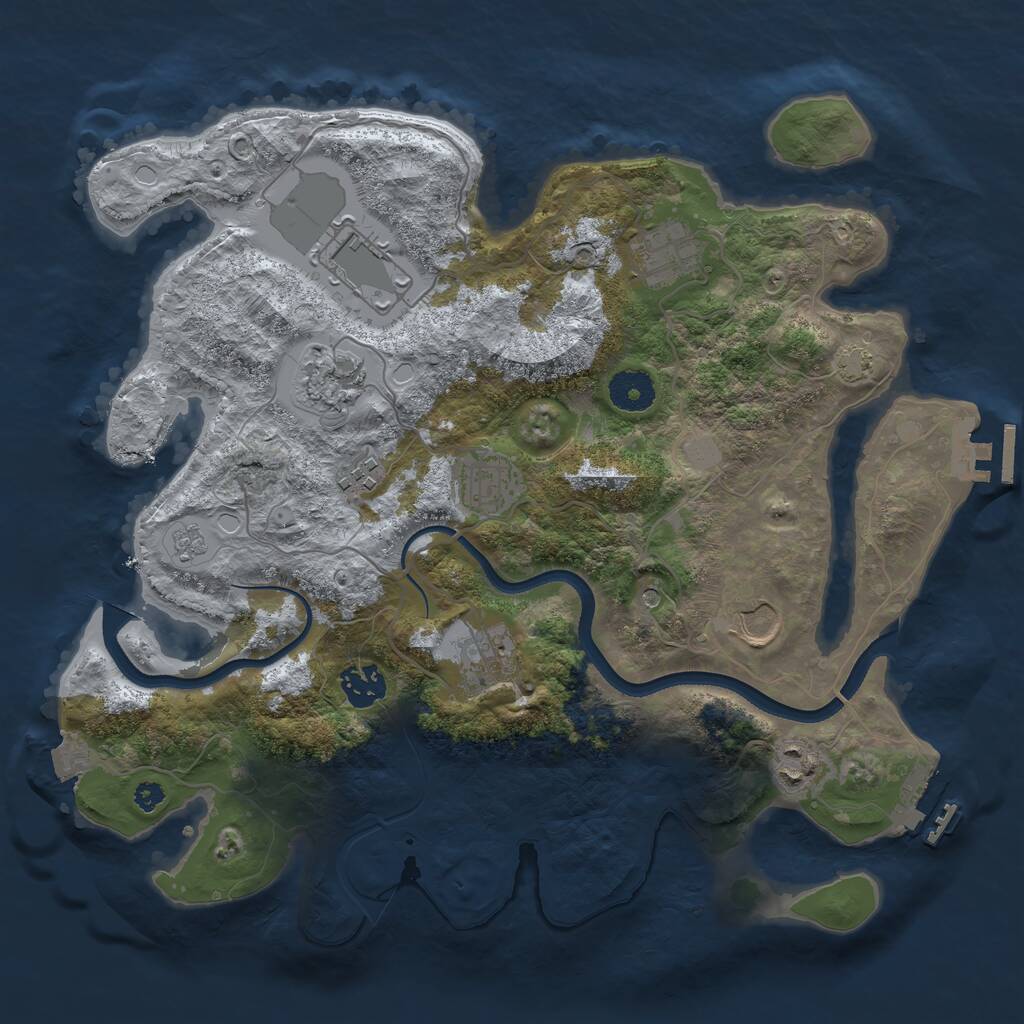 Rust Map: Procedural Map, Size: 3500, Seed: 91221616, 15 Monuments