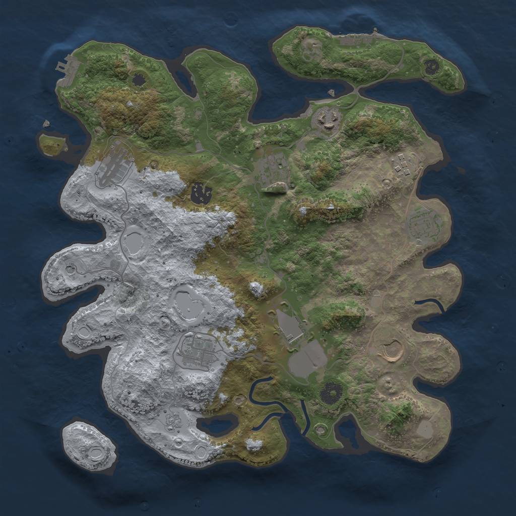 Rust Map: Procedural Map, Size: 3500, Seed: 3207660, 16 Monuments