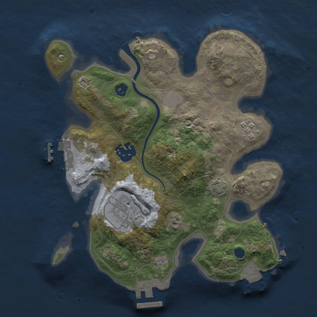 Rust Map: Procedural Map, Size: 2500, Seed: 14235114, 7 Monuments