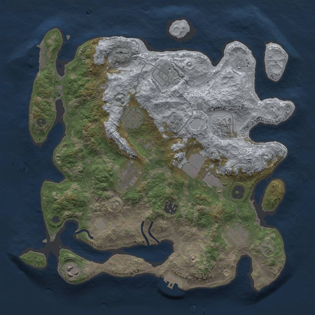 Rust Map: Procedural Map, Size: 3500, Seed: 807279387, 18 Monuments