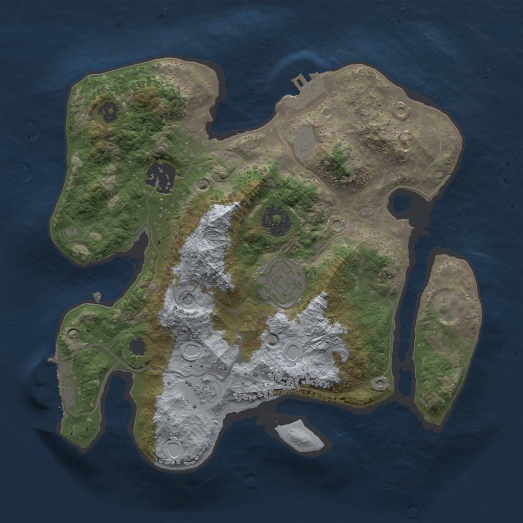 Rust Map: Procedural Map, Size: 2600, Seed: 1239105407, 11 Monuments