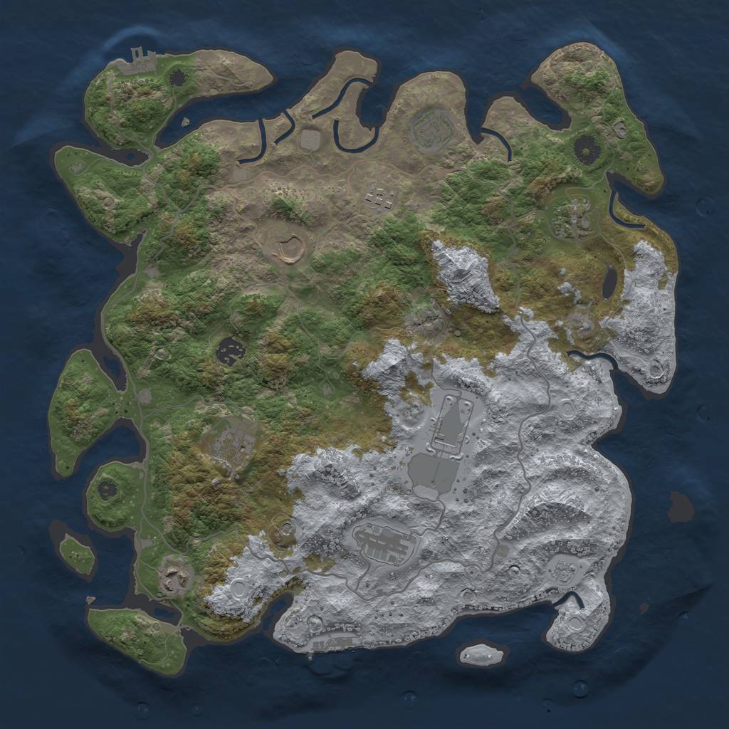 Rust Map: Procedural Map, Size: 4000, Seed: 458532163, 16 Monuments