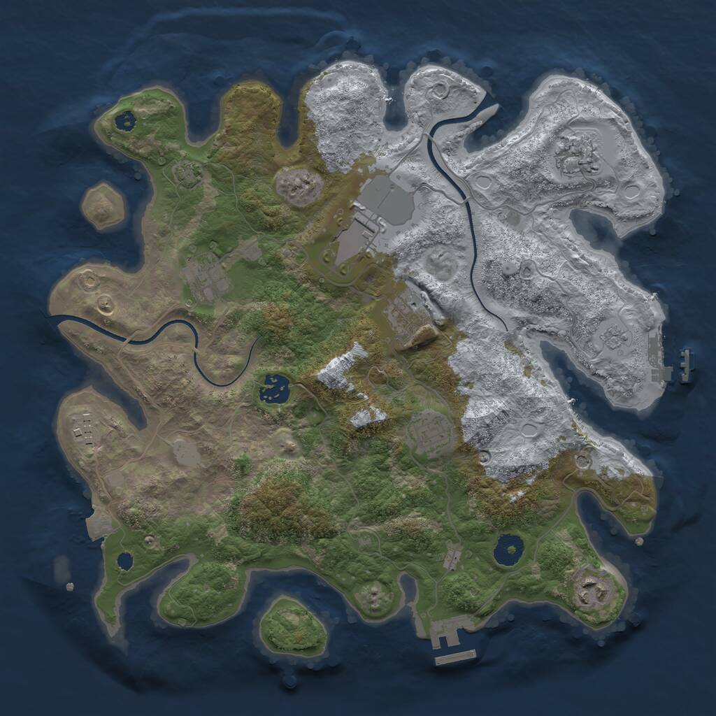 Rust Map: Procedural Map, Size: 3500, Seed: 14742980, 14 Monuments