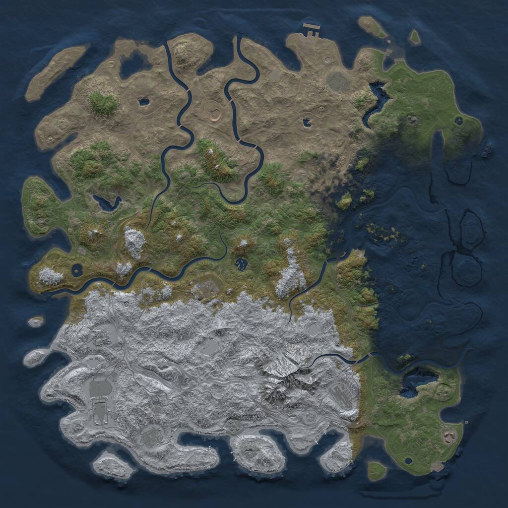 Rust Map: Procedural Map, Size: 6000, Seed: 394217599, 17 Monuments