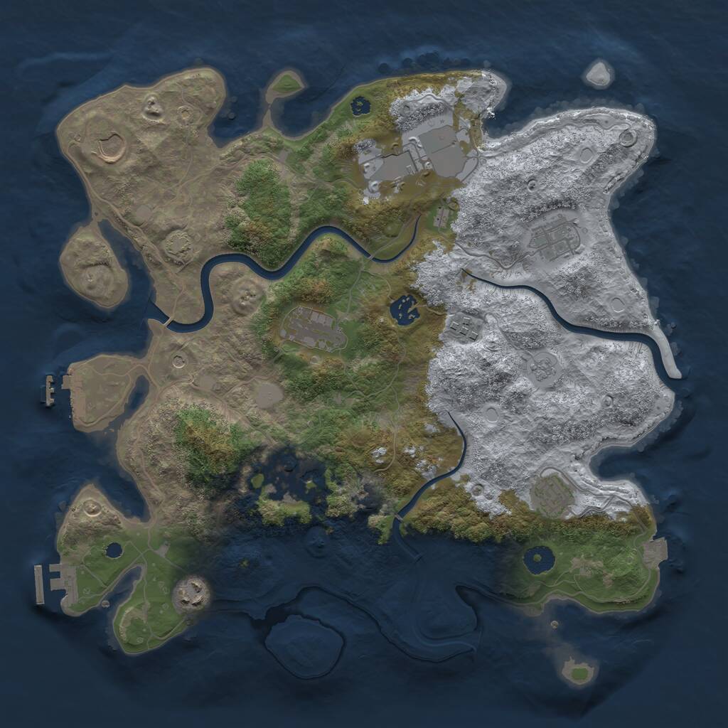 Rust Map: Procedural Map, Size: 3750, Seed: 127327051, 15 Monuments