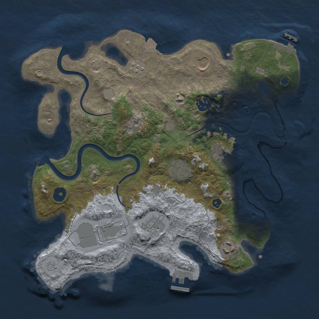 Rust Map: Procedural Map, Size: 3500, Seed: 12627794, 14 Monuments