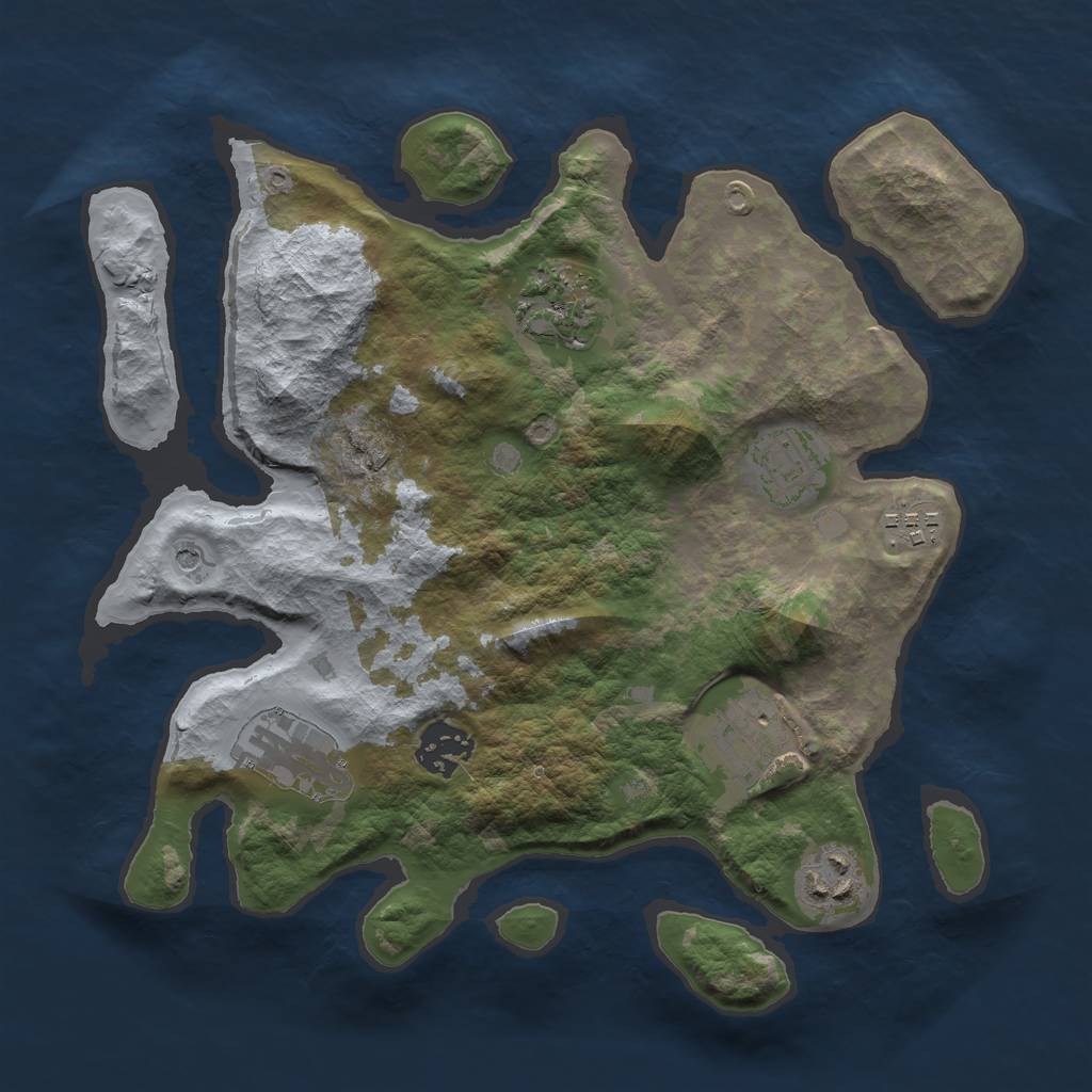 Rust Map: Barren, Size: 3000, Seed: 313402812, 10 Monuments