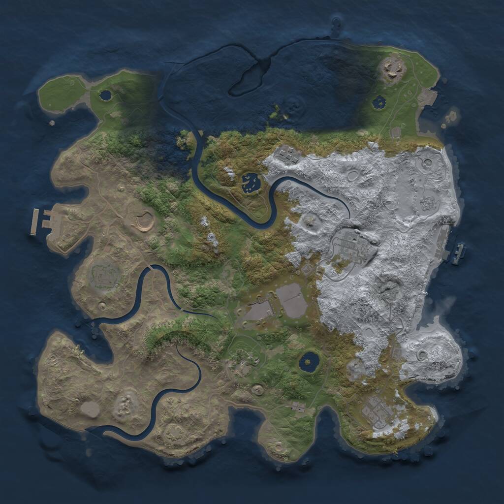 Rust Map: Procedural Map, Size: 3800, Seed: 13622206, 15 Monuments