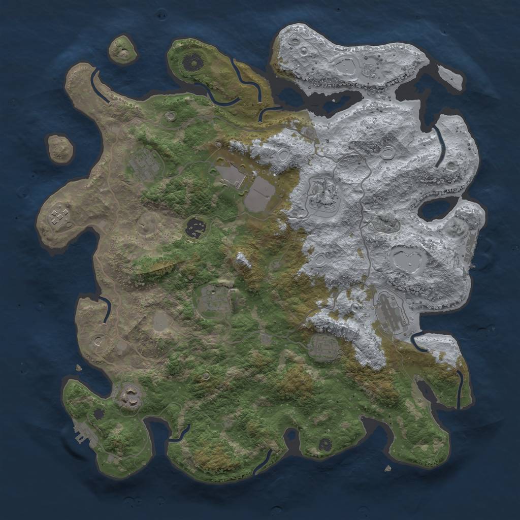 Rust Map: Procedural Map, Size: 4000, Seed: 1283007692, 18 Monuments