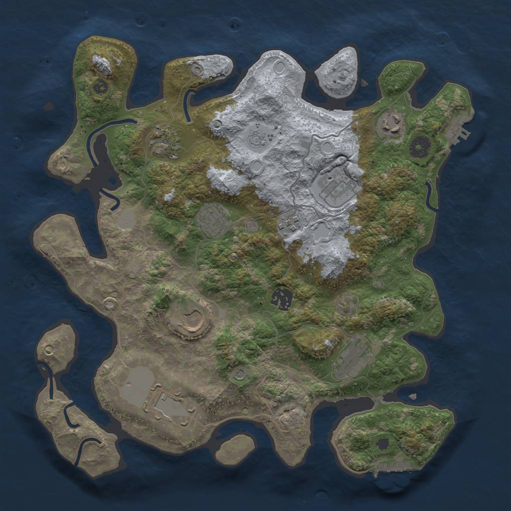 Rust Map: Procedural Map, Size: 3500, Seed: 414720963, 18 Monuments