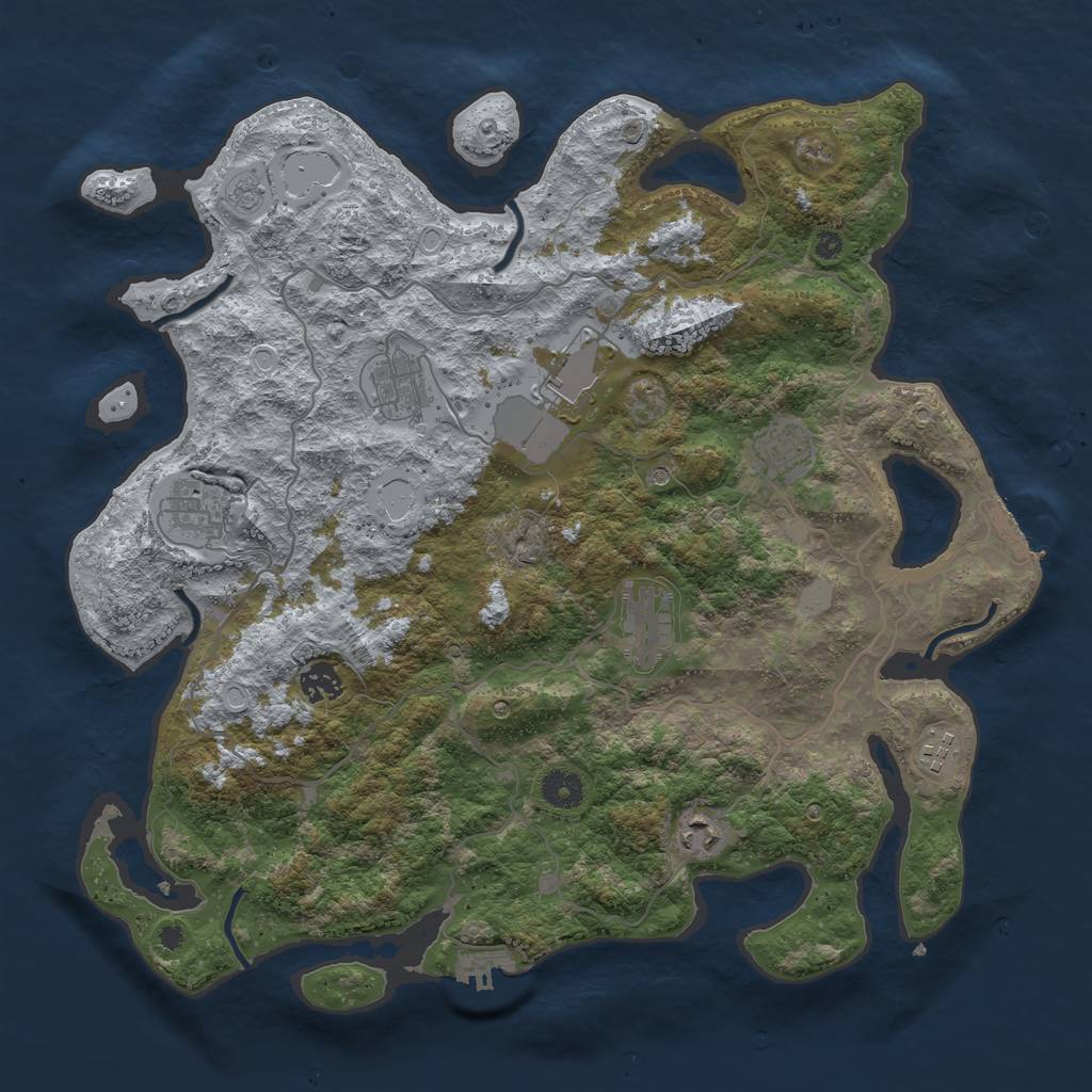 Rust Map: Procedural Map, Size: 4000, Seed: 2343576, 17 Monuments