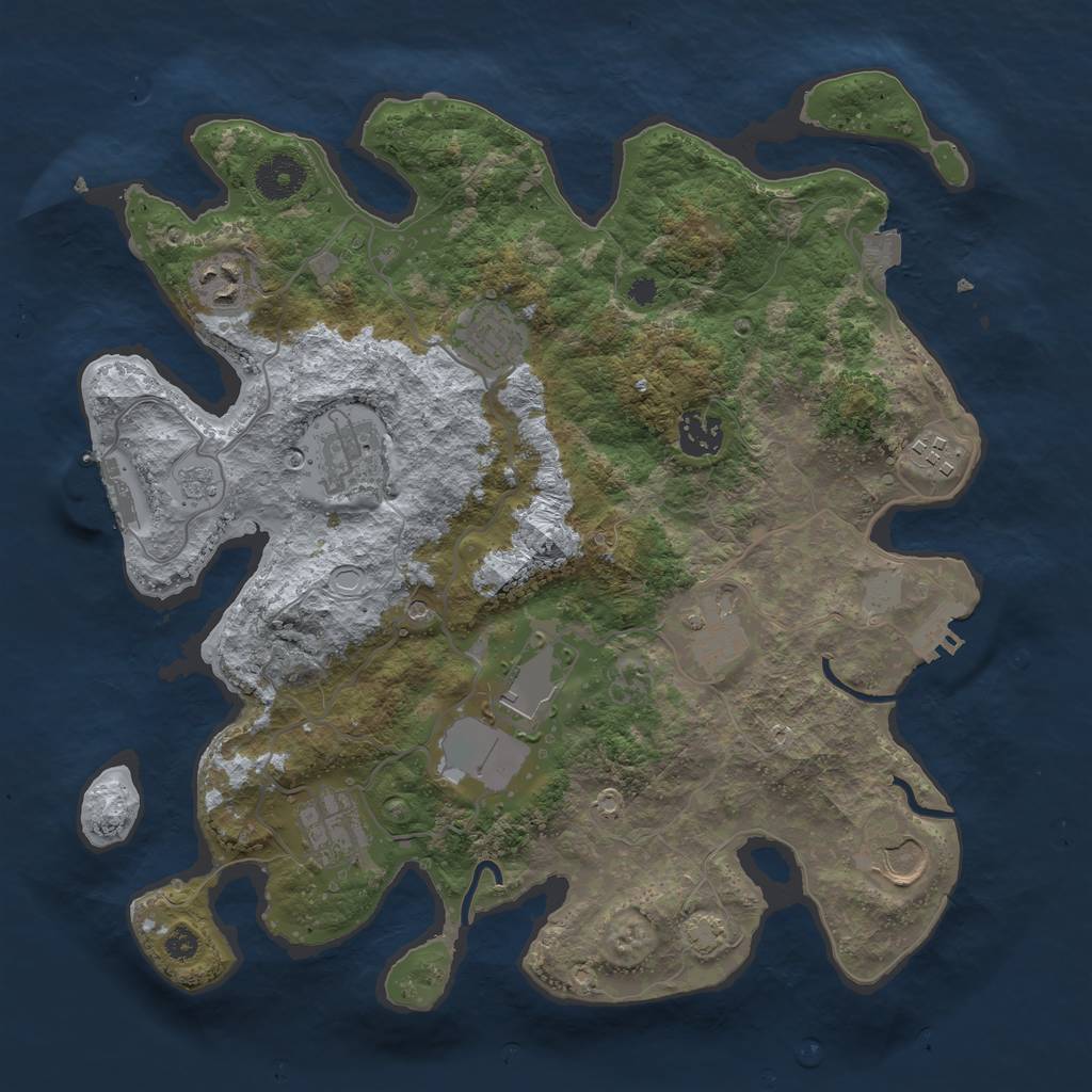 Rust Map: Procedural Map, Size: 3500, Seed: 458334244, 17 Monuments