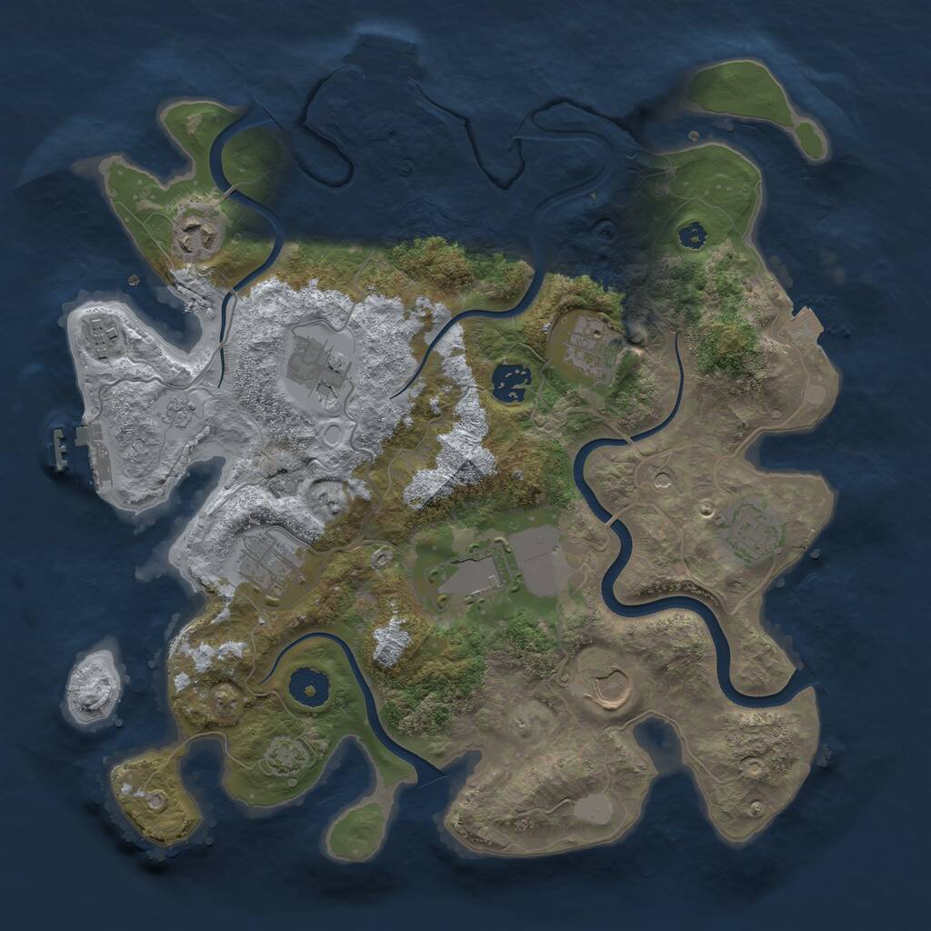 Rust Map: Procedural Map, Size: 3500, Seed: 458334244, 15 Monuments