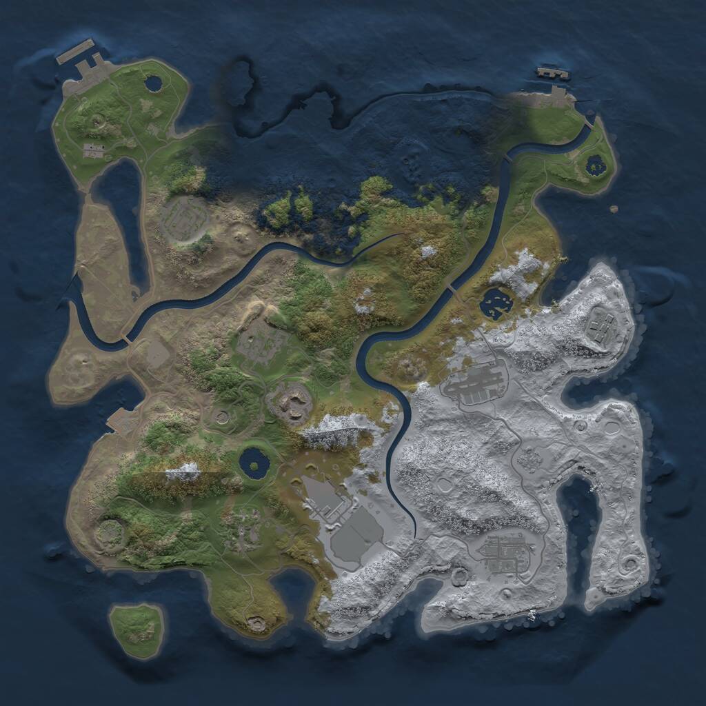 Rust Map: Procedural Map, Size: 3500, Seed: 1563048760, 15 Monuments
