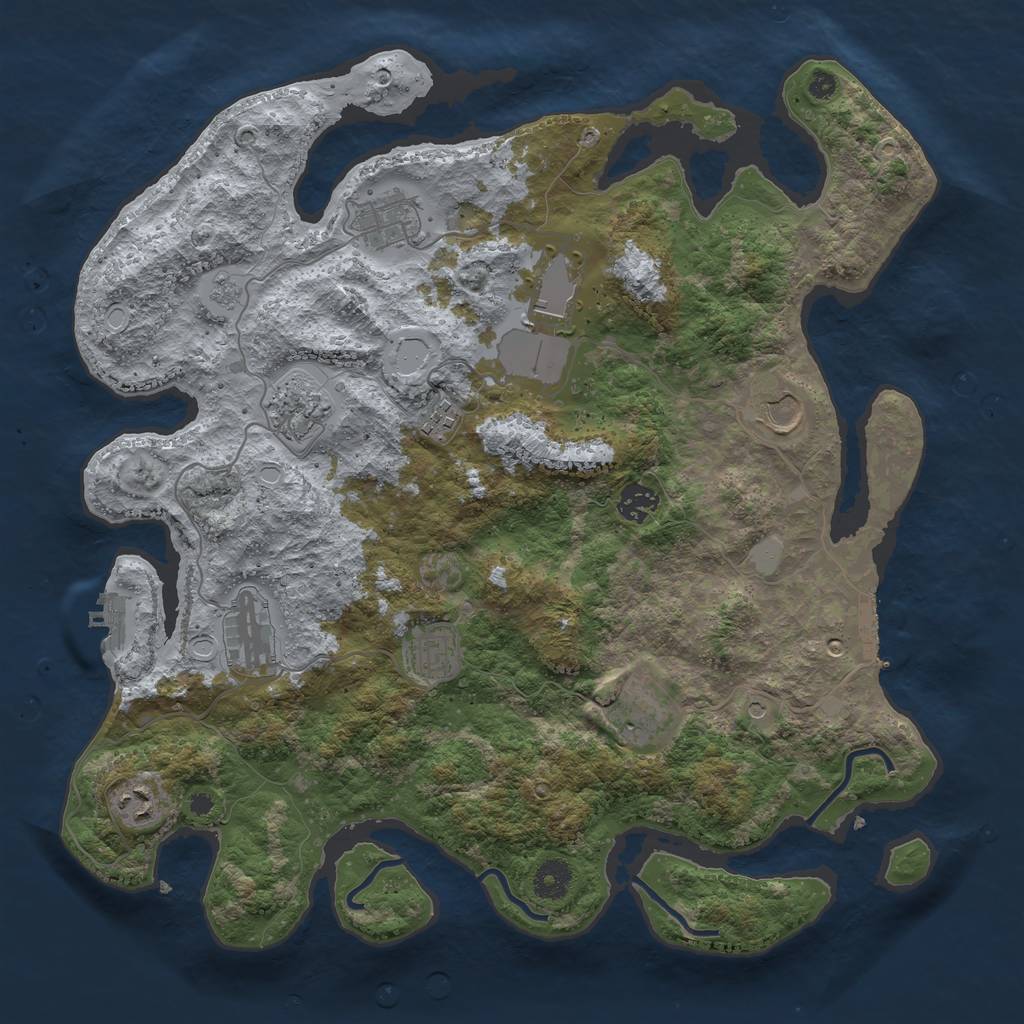 Rust Map: Procedural Map, Size: 3900, Seed: 615481264, 19 Monuments
