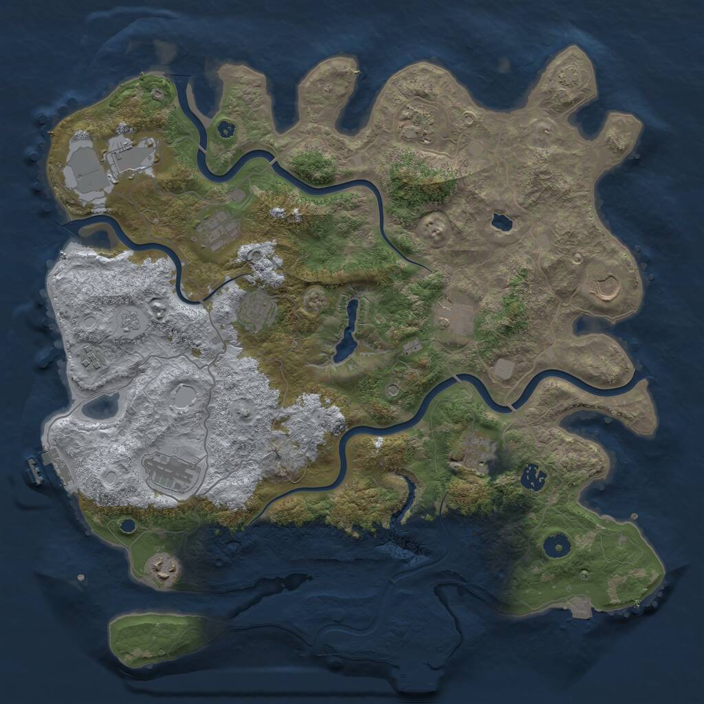 Rust Map: Procedural Map, Size: 4150, Seed: 9668, 17 Monuments