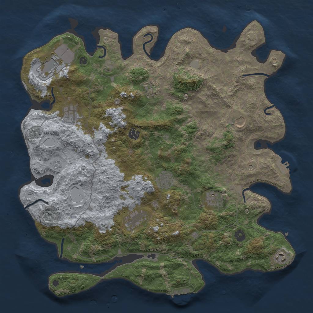 Rust Map: Procedural Map, Size: 4150, Seed: 9668, 18 Monuments