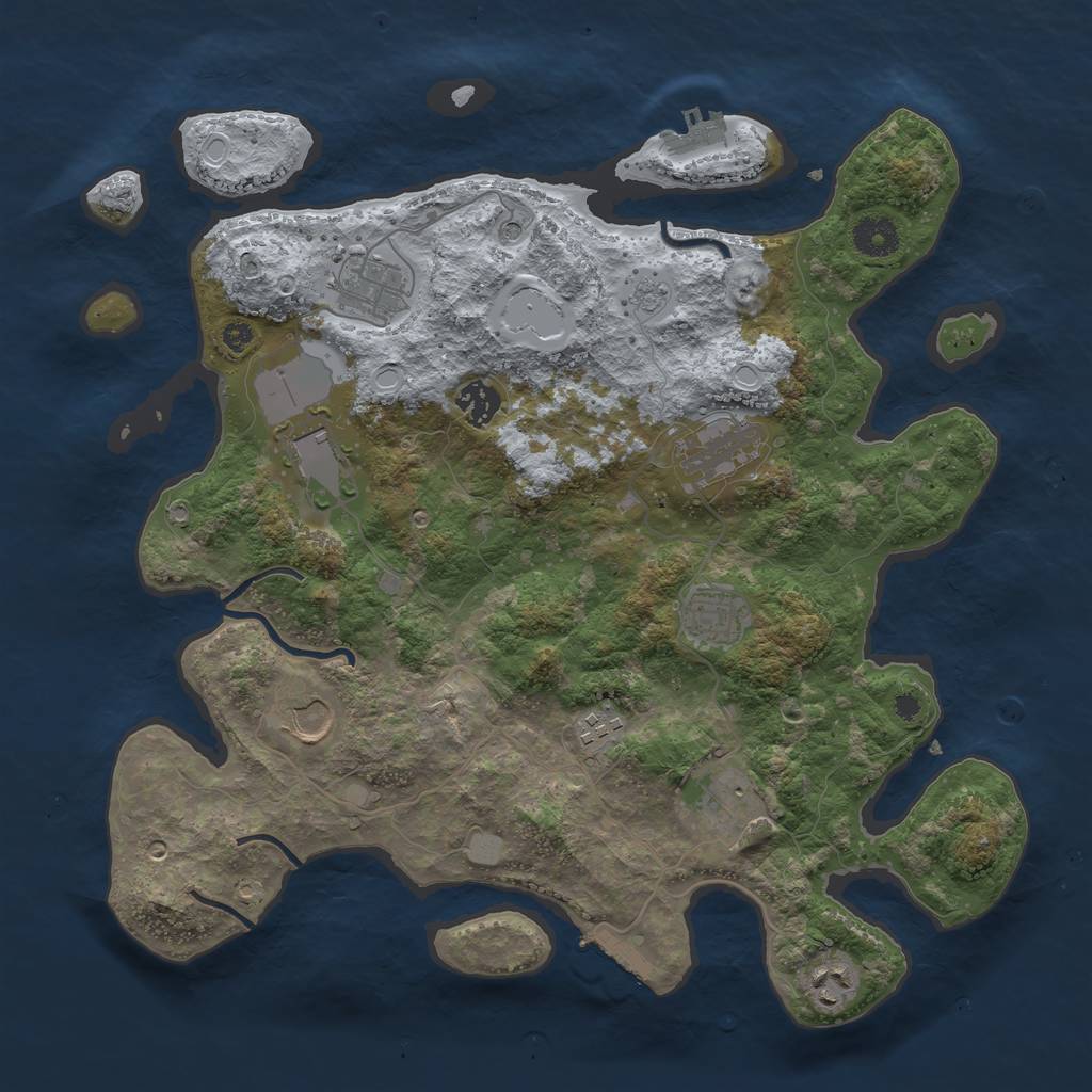 Rust Map: Procedural Map, Size: 3750, Seed: 10216659, 16 Monuments