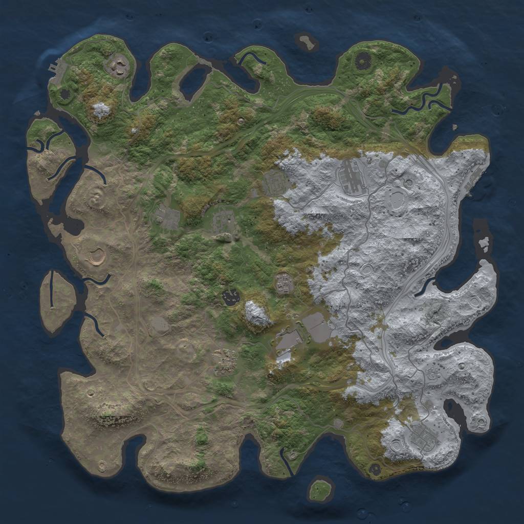 Rust Map: Procedural Map, Size: 4500, Seed: 19216814, 18 Monuments