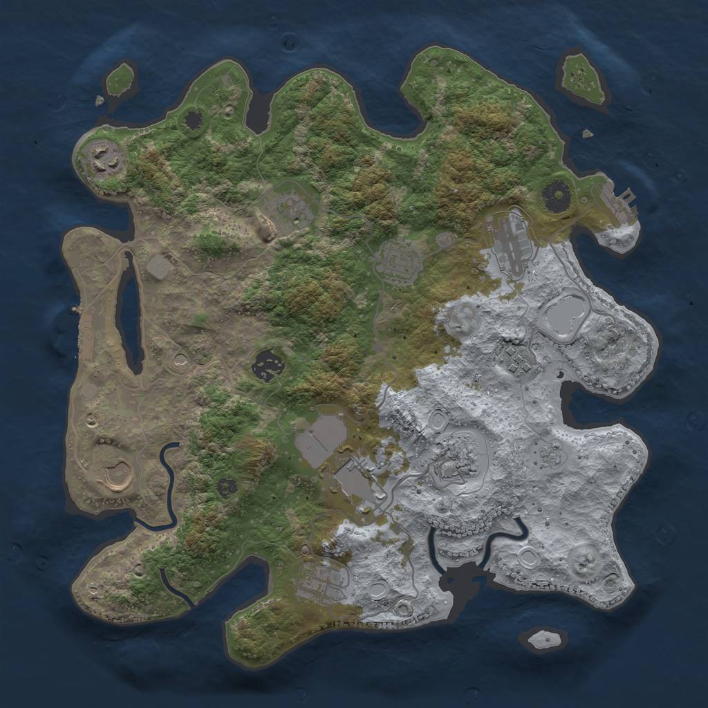 Rust Map: Procedural Map, Size: 3500, Seed: 1881626268, 19 Monuments