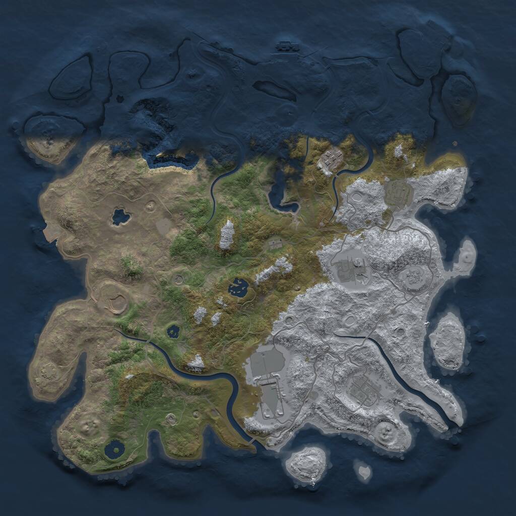 Rust Map: Procedural Map, Size: 4000, Seed: 57465, 13 Monuments
