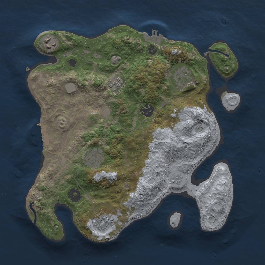Rust Map: Procedural Map, Size: 3000, Seed: 1862, 15 Monuments