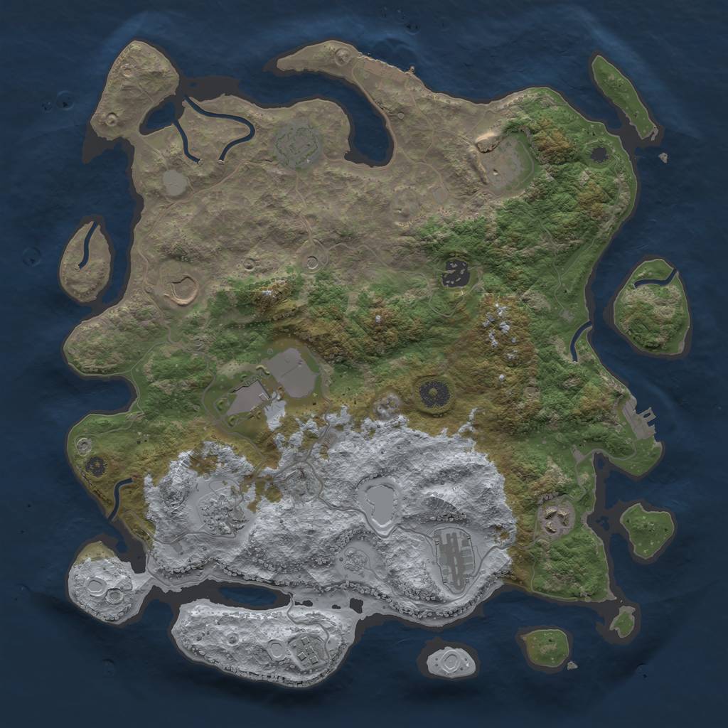 Rust Map: Procedural Map, Size: 3800, Seed: 40805563, 18 Monuments