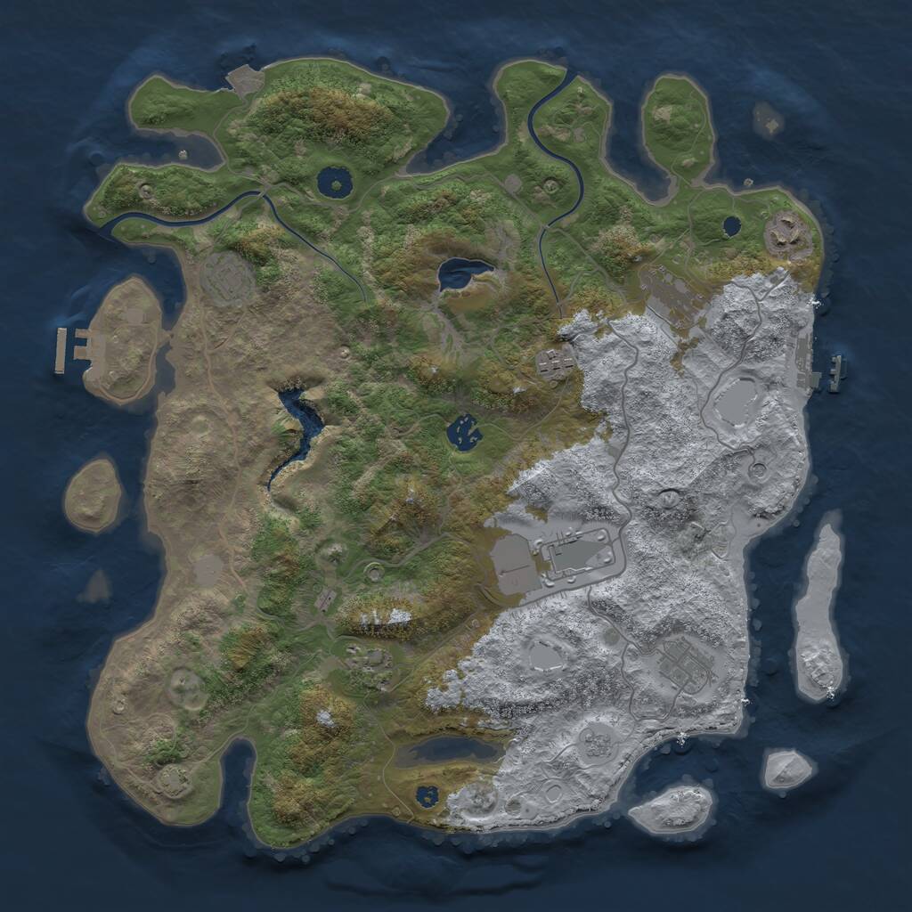 Rust Map: Procedural Map, Size: 4000, Seed: 1182023, 14 Monuments