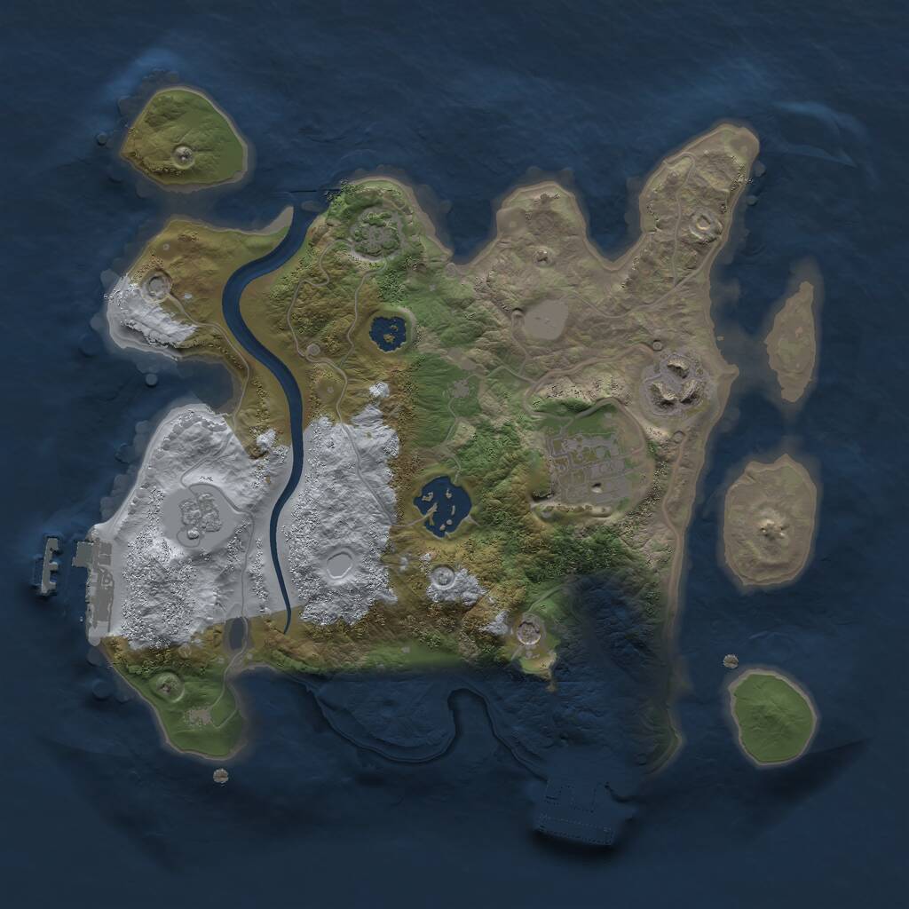 Rust Map: Procedural Map, Size: 2500, Seed: 2002776485, 9 Monuments