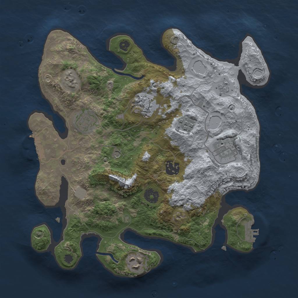 Rust Map: Procedural Map, Size: 3000, Seed: 1053427, 15 Monuments