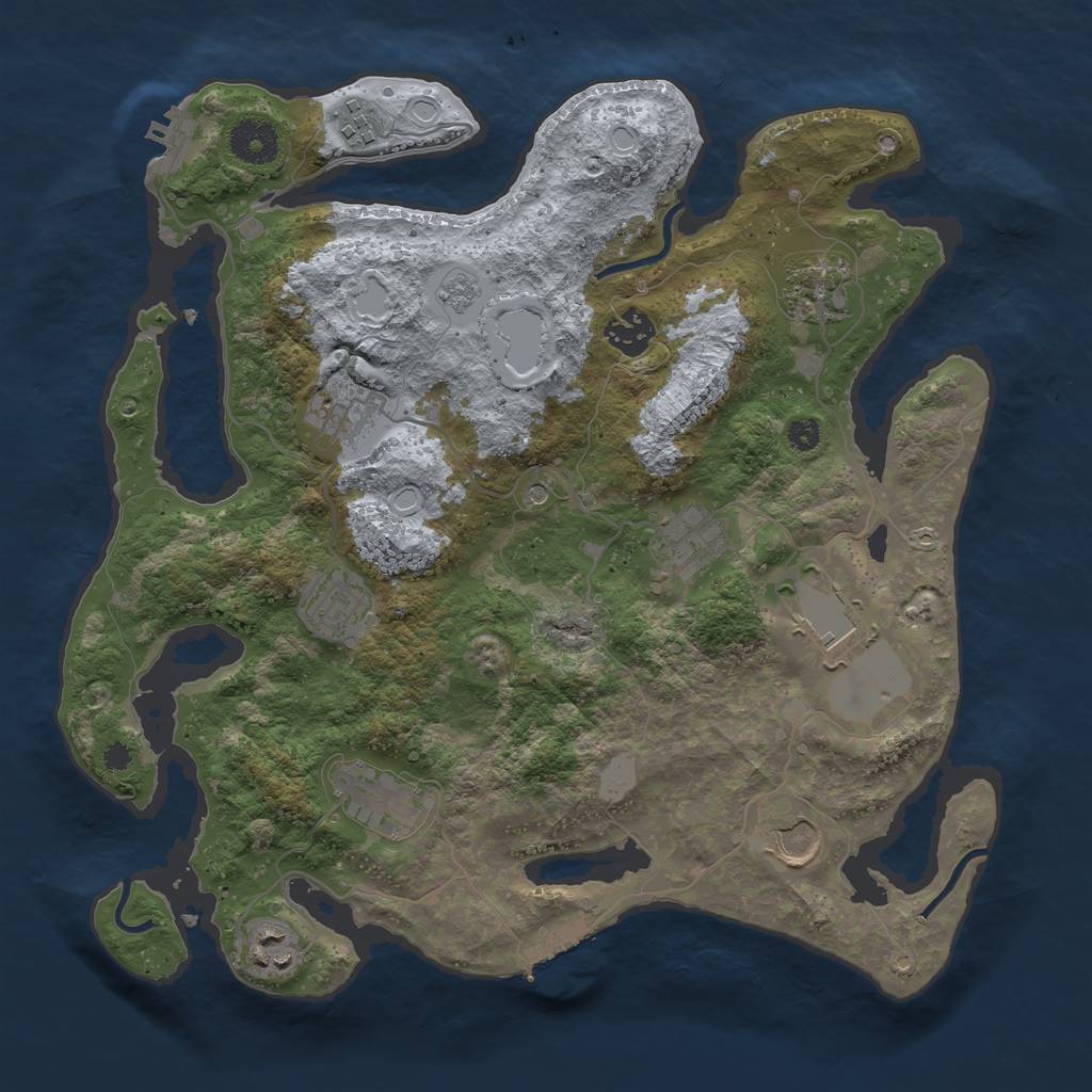 Rust Map: Procedural Map, Size: 3500, Seed: 548264402, 17 Monuments