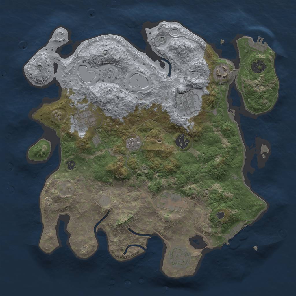 Rust Map: Procedural Map, Size: 3250, Seed: 842850313, 16 Monuments