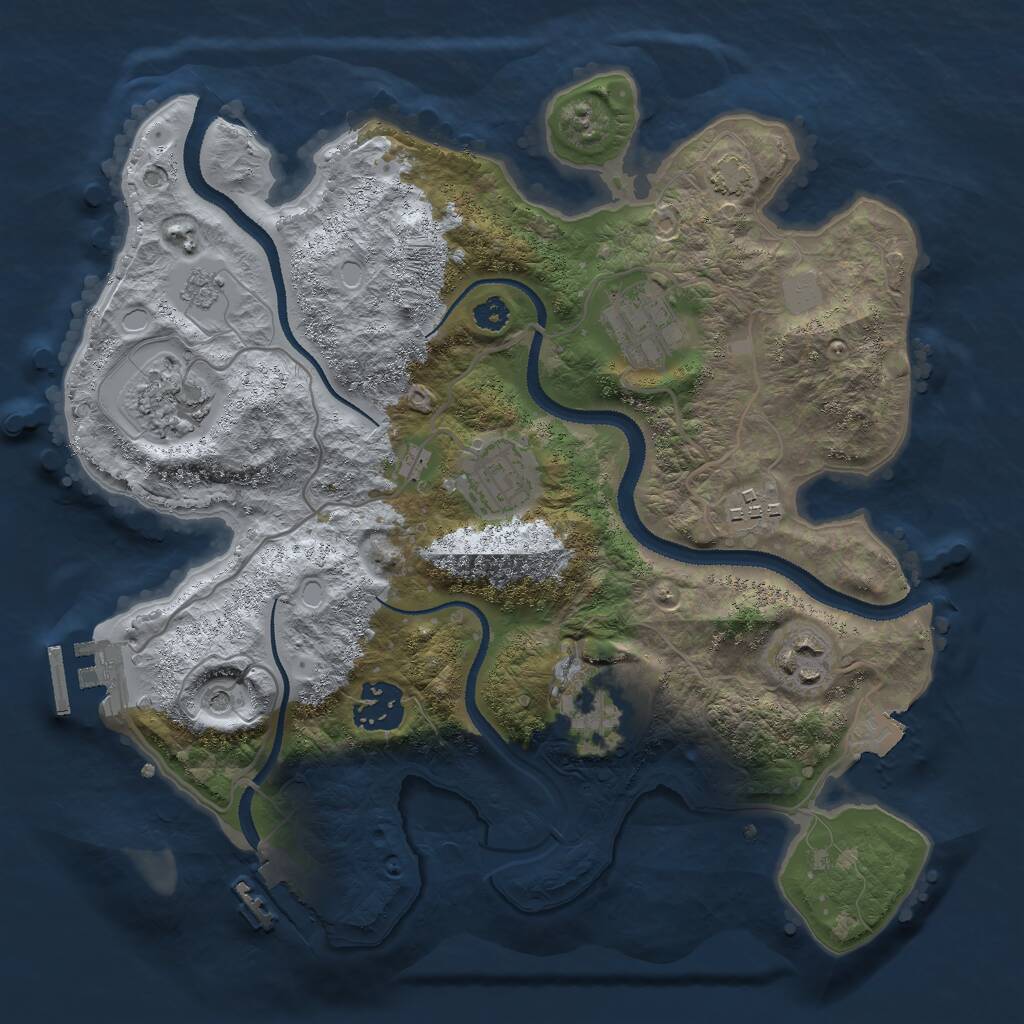 Rust Map: Procedural Map, Size: 3000, Seed: 486287, 13 Monuments
