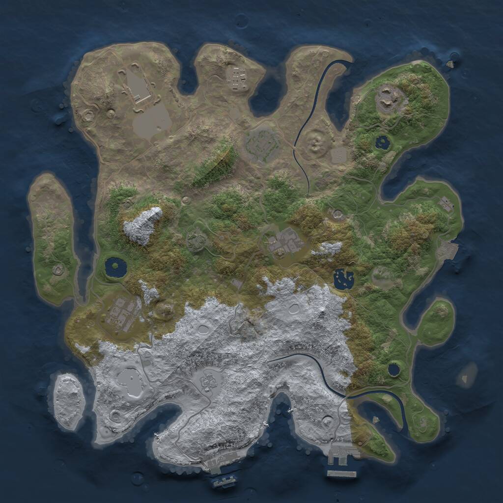 Rust Map: Procedural Map, Size: 3500, Seed: 2127, 13 Monuments