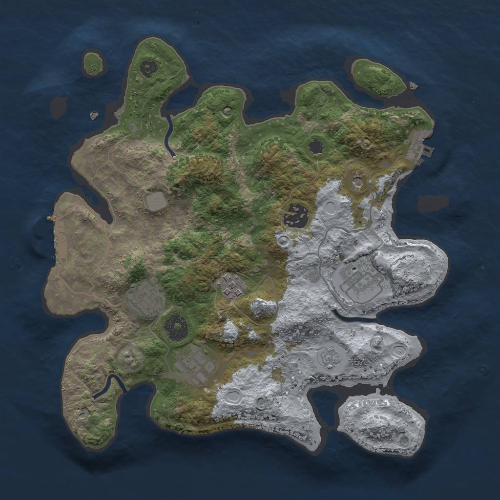 Rust Map: Procedural Map, Size: 3000, Seed: 7869, 14 Monuments