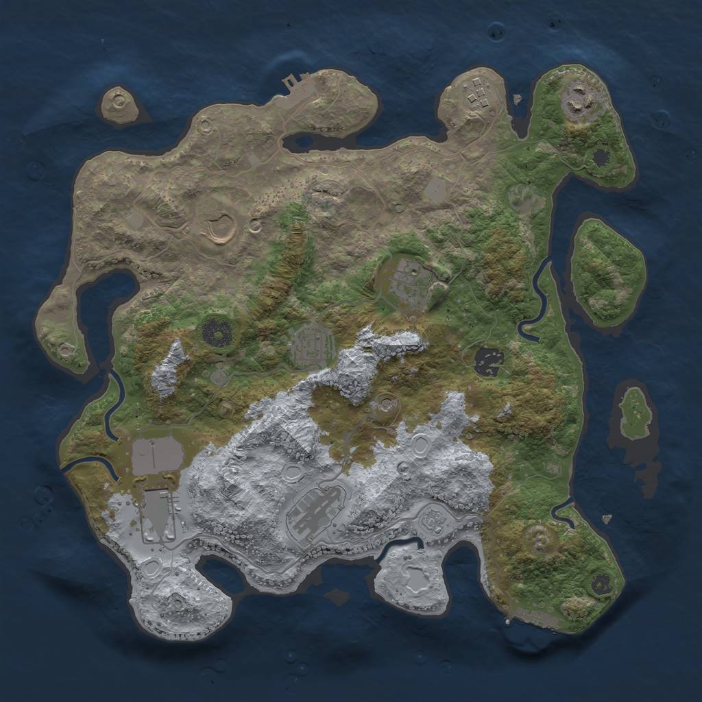 Rust Map: Procedural Map, Size: 3500, Seed: 313038512, 17 Monuments