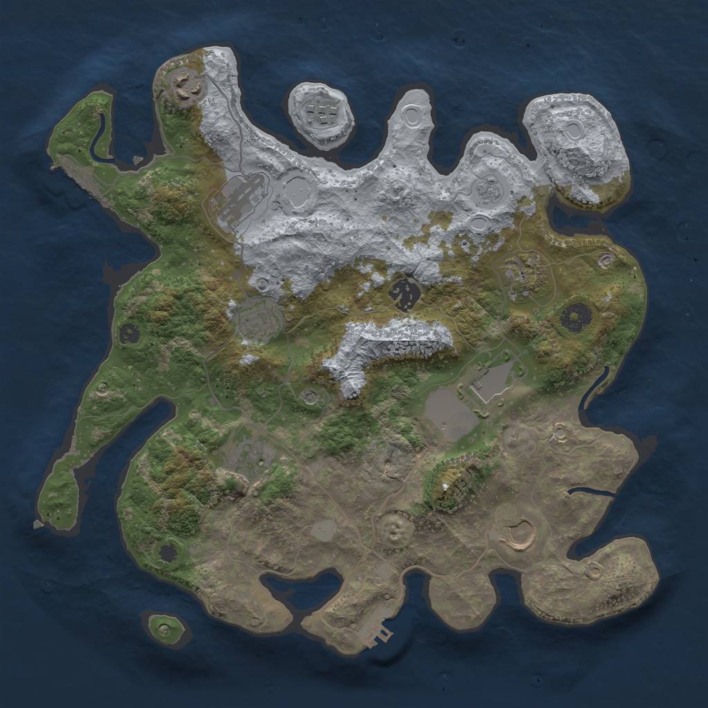 Rust Map: Procedural Map, Size: 3500, Seed: 561262057, 18 Monuments