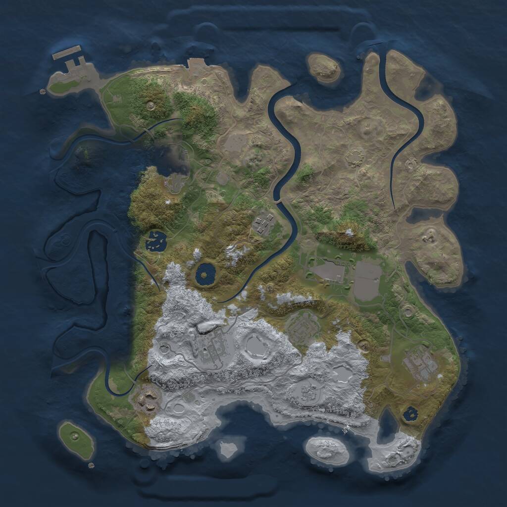 Rust Map: Procedural Map, Size: 3500, Seed: 1309012495, 13 Monuments