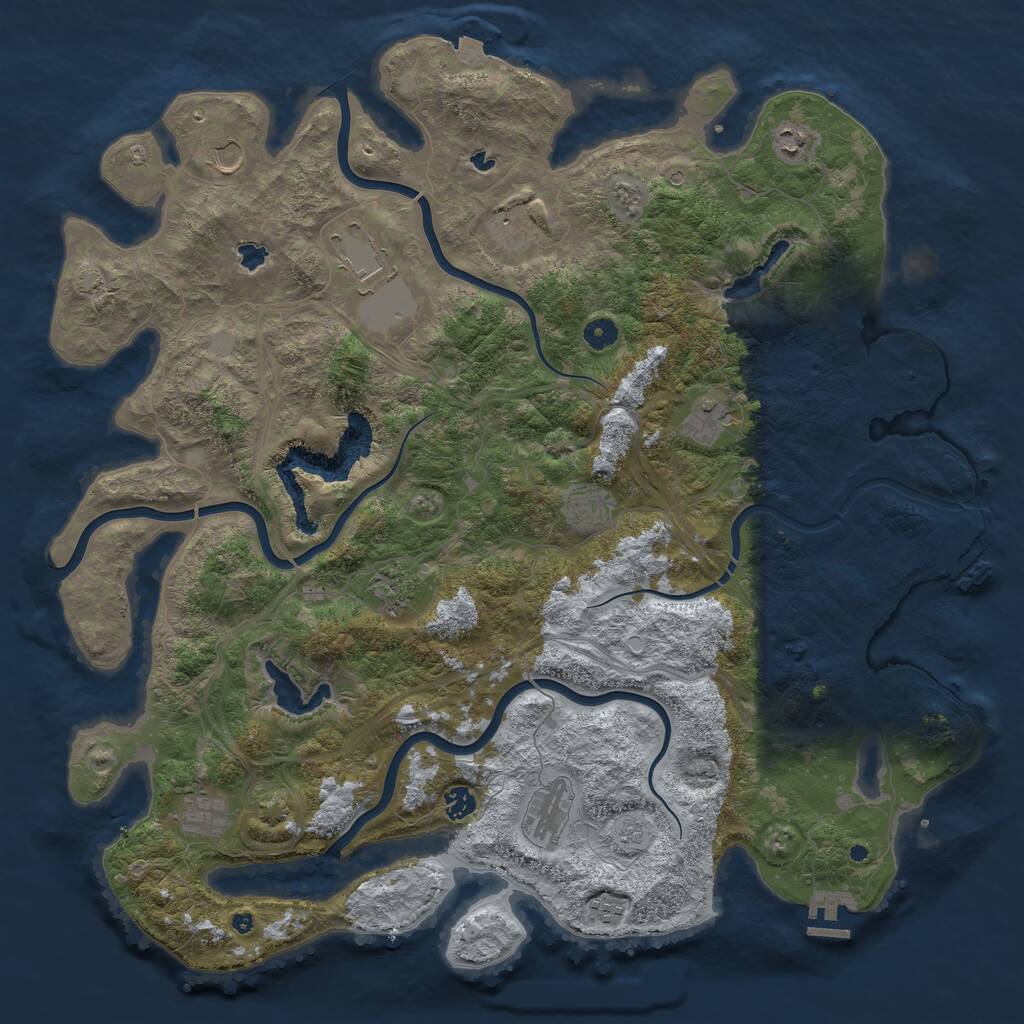 Rust Map: Procedural Map, Size: 4800, Seed: 71476994, 17 Monuments