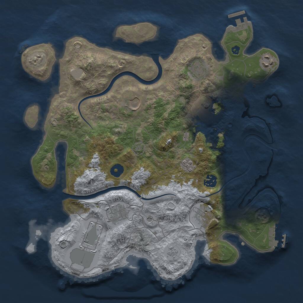 Rust Map: Procedural Map, Size: 3500, Seed: 812757579, 15 Monuments