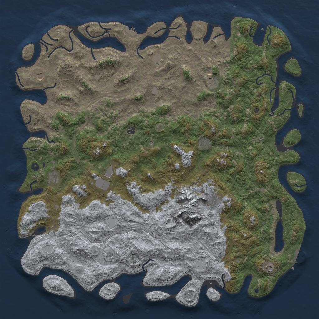 Rust Map: Procedural Map, Size: 6000, Seed: 713666, 18 Monuments