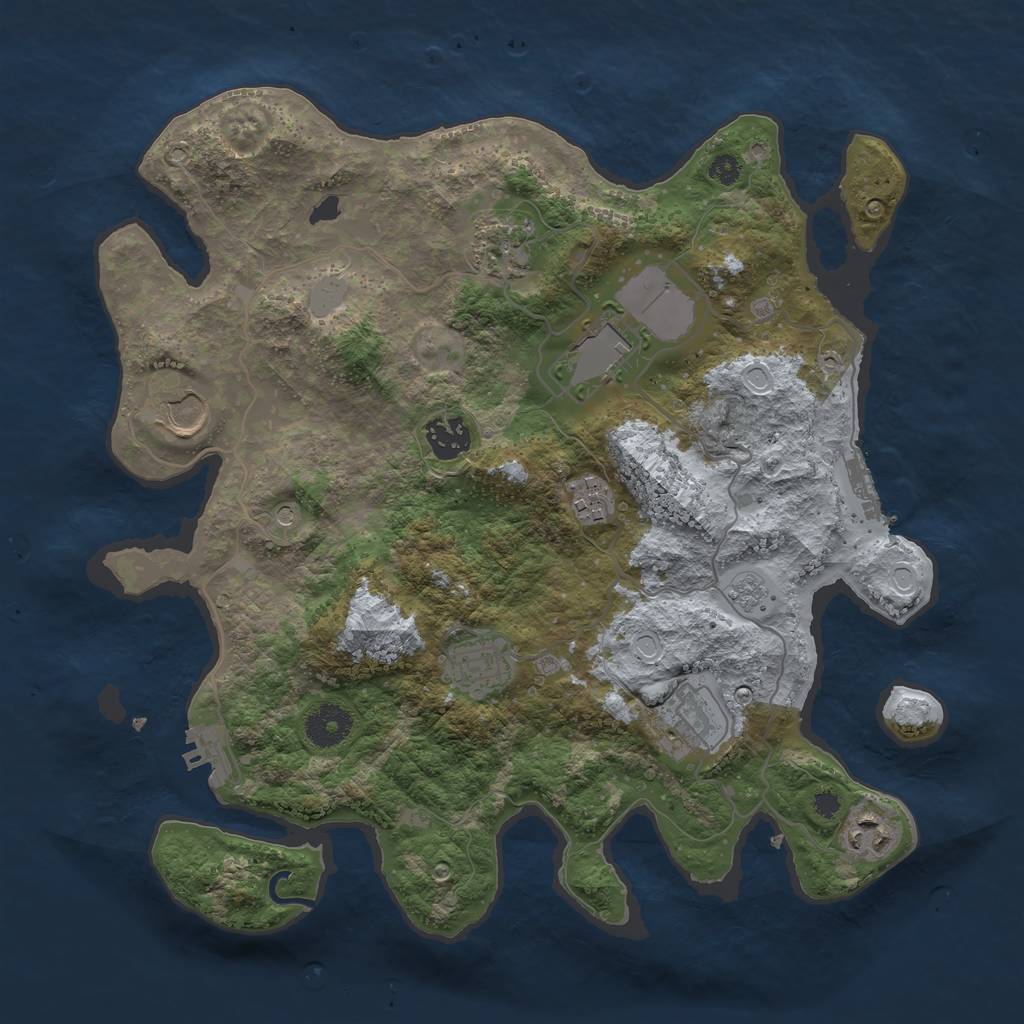 Rust Map: Procedural Map, Size: 3500, Seed: 493418636, 17 Monuments