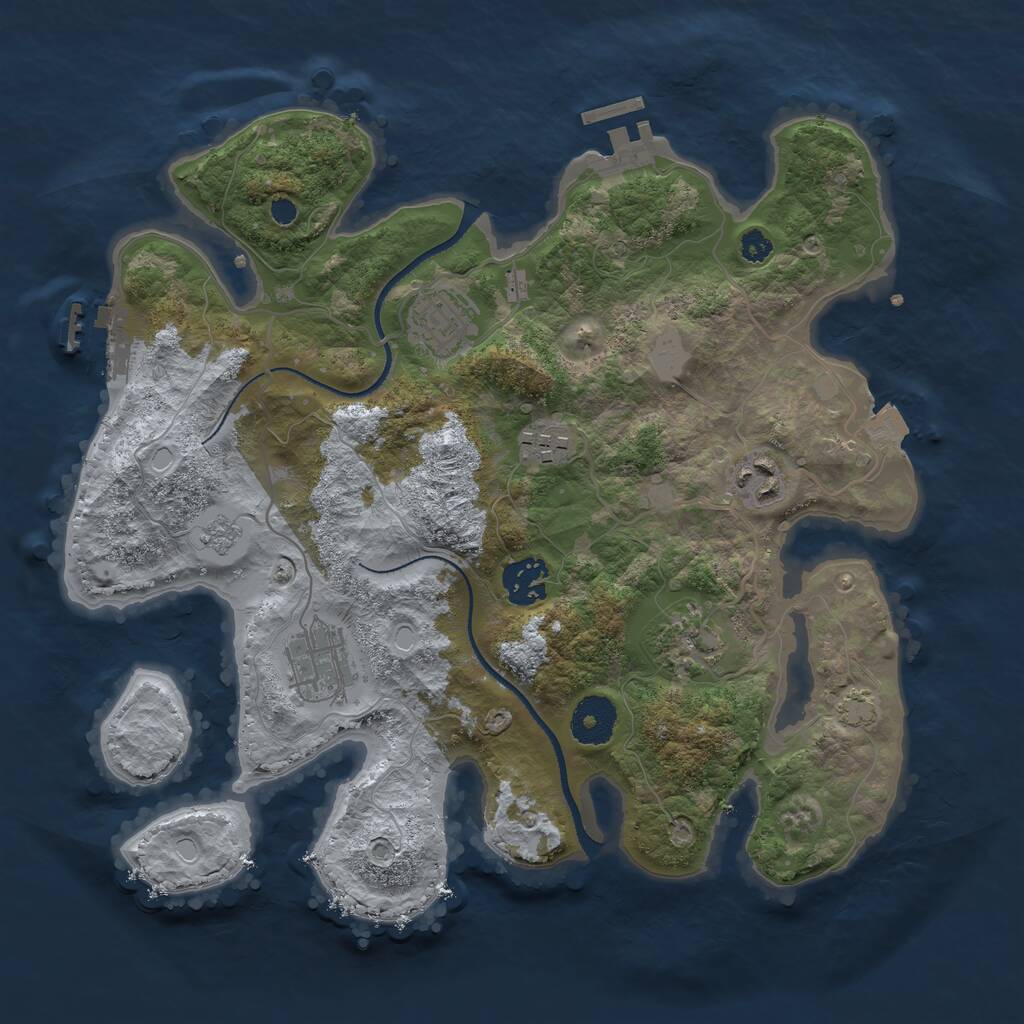 Rust Map: Procedural Map, Size: 3250, Seed: 94875, 11 Monuments