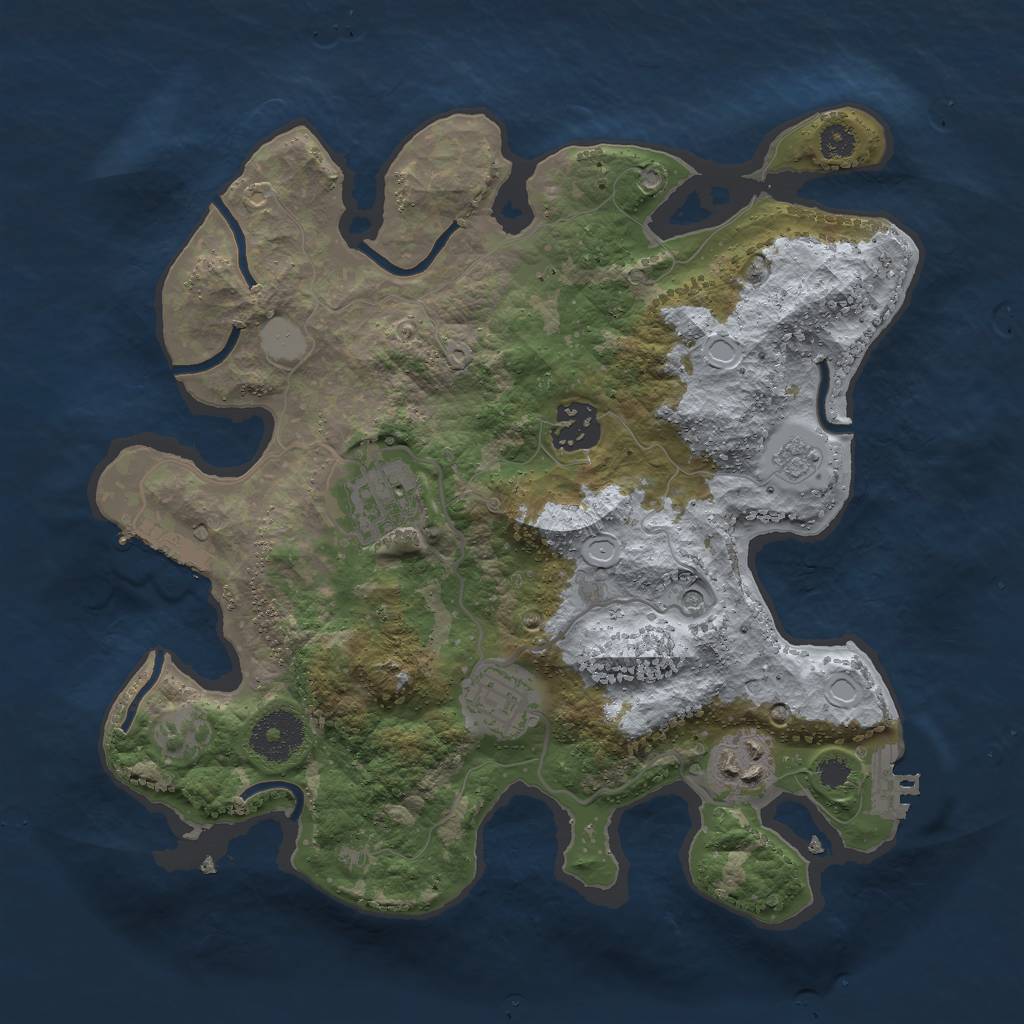 Rust Map: Procedural Map, Size: 3000, Seed: 1799343717, 13 Monuments