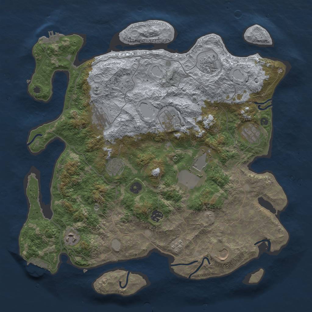 Rust Map: Procedural Map, Size: 4000, Seed: 1070587453, 19 Monuments