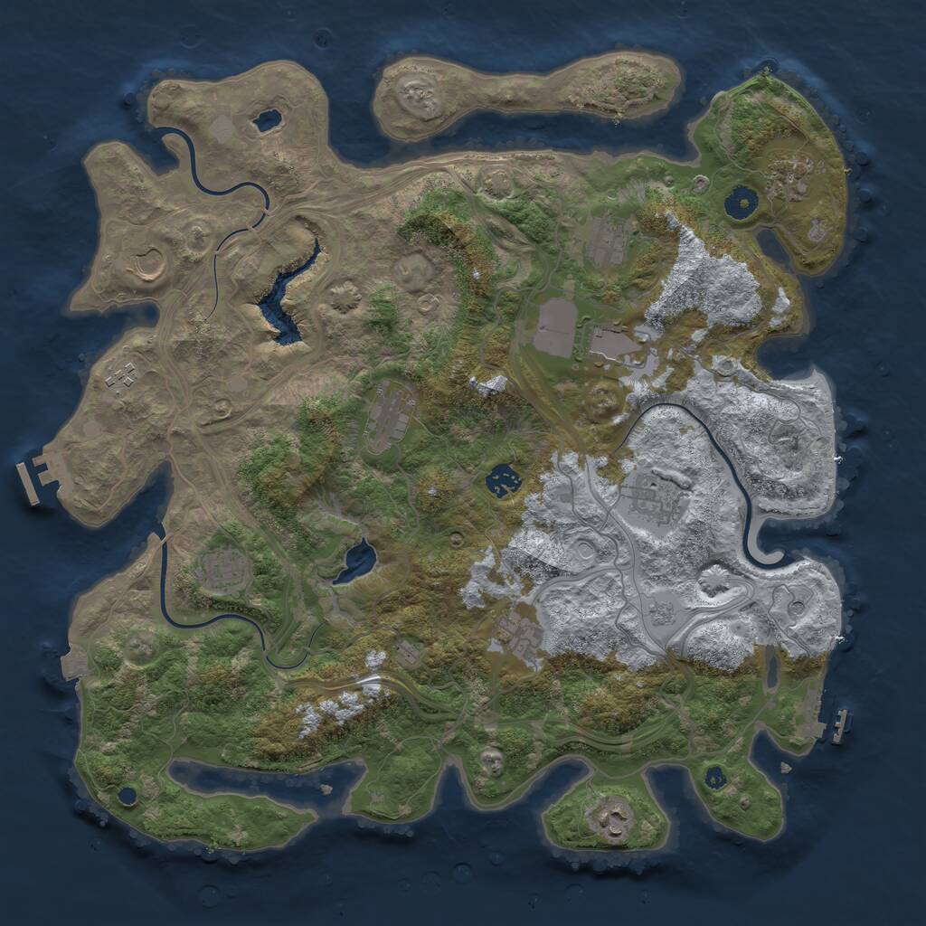 Rust Map: Procedural Map, Size: 4250, Seed: 611164170, 17 Monuments